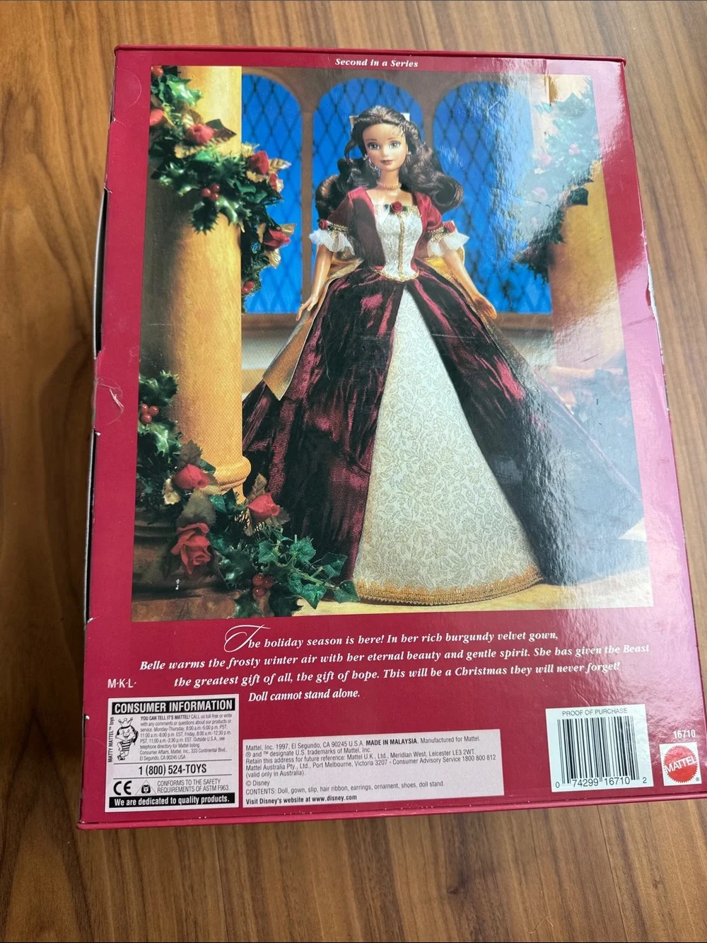 Disney Holiday Princess Belle Doll - Burgundy, Gold & Green